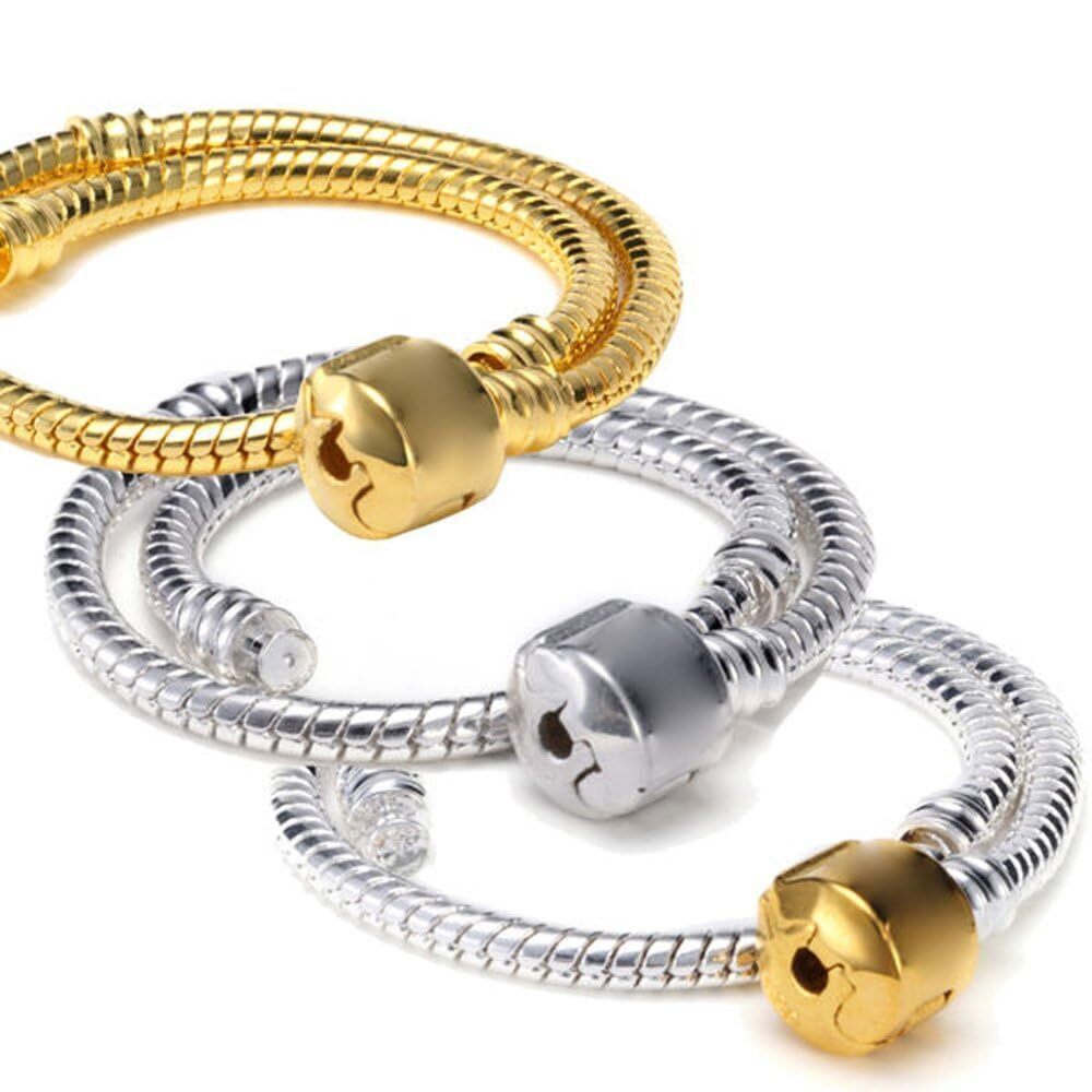 1200 10pcs 7.9" Gold Color Clasp European Snake Chain Charm Bracelet fit - Picture 8 of 8